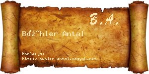 Bühler Antal névjegykártya